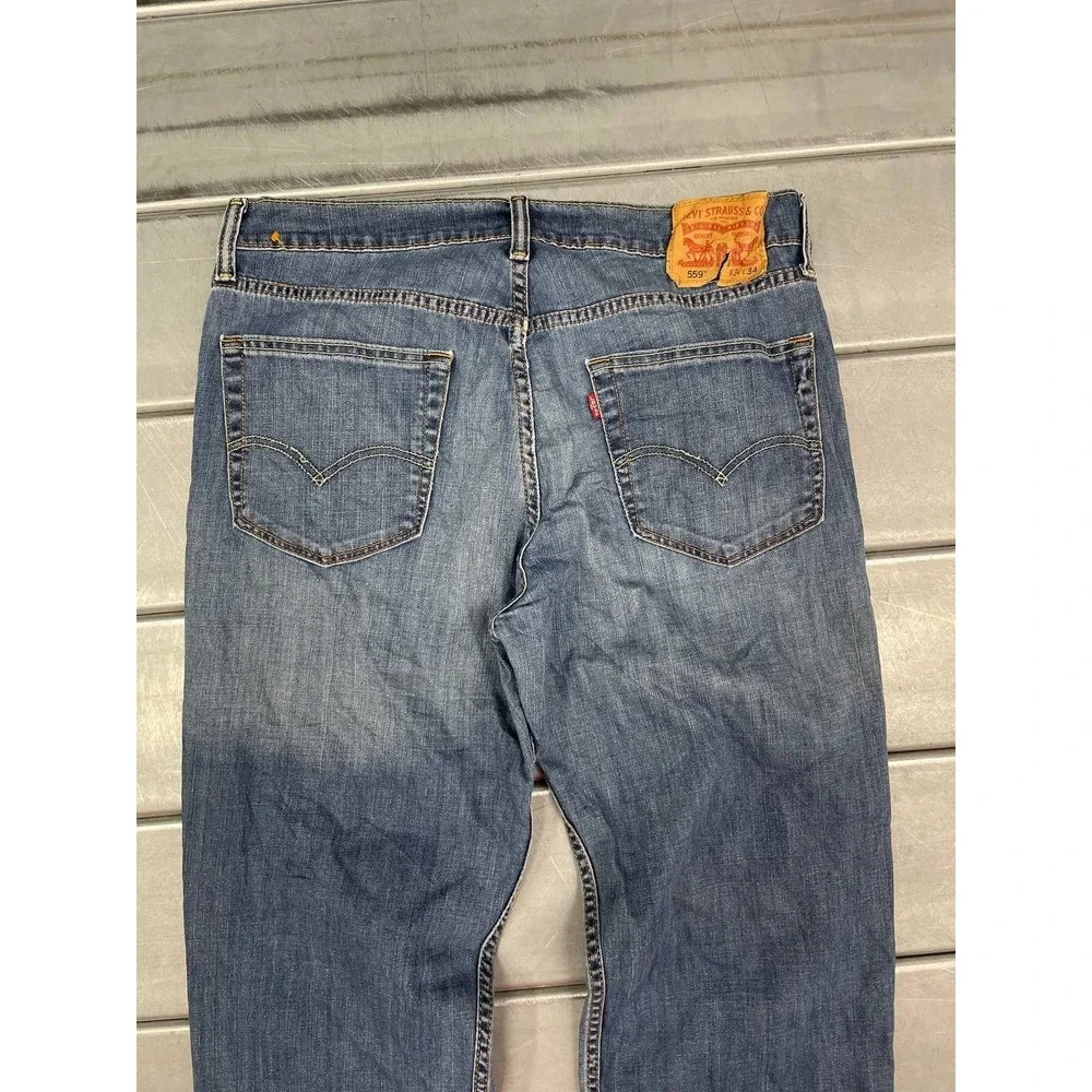 Levis 559 Straight Jeans Mens‎ 34x34 Blue Medium Wash Denim Everyday Wear